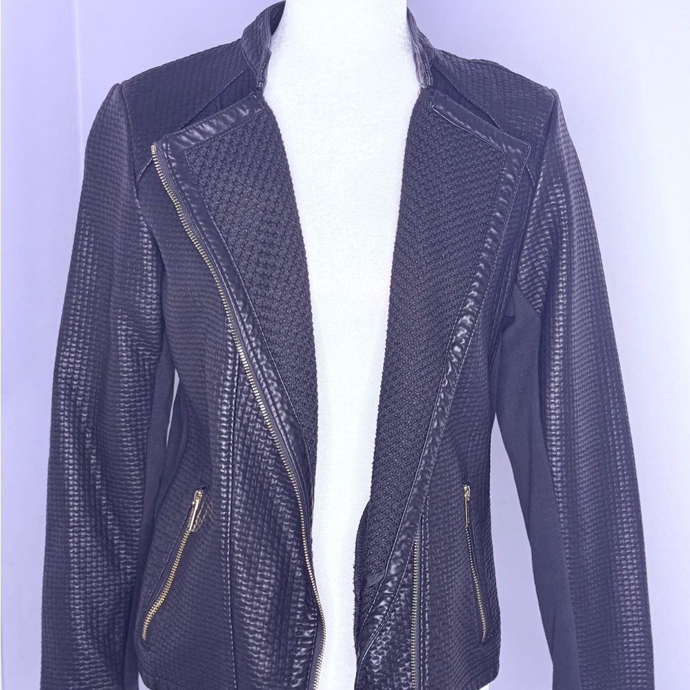 Calvin Klein Black Textured Leather Jacket - Picture 8 of 8